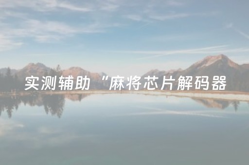 实测辅助“麻将芯片解码器（助赢神器通用版）