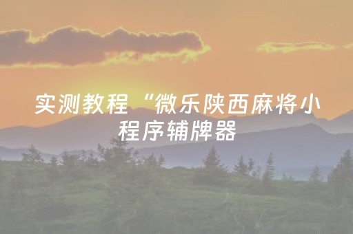 实测教程“微乐陕西麻将小程序辅牌器（专用辅牌神器免安装）
