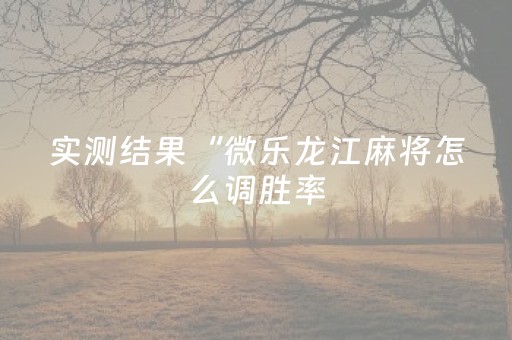 实测结果“微乐龙江麻将怎么调胜率（专用辅牌神器免安装）