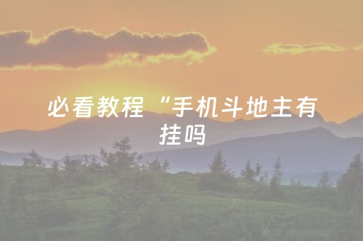必看教程“手机斗地主有挂吗（助赢神器通用版）