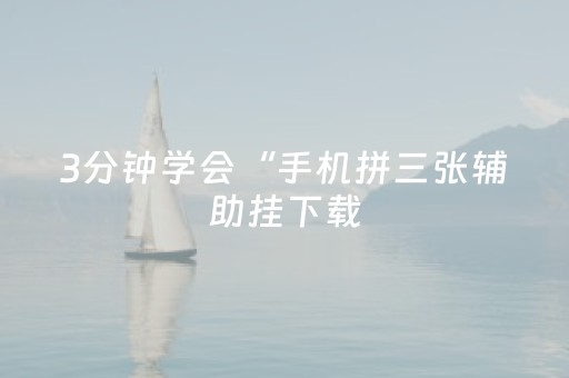 3分钟学会“手机拼三张辅助挂下载（专用辅牌神器免安装）