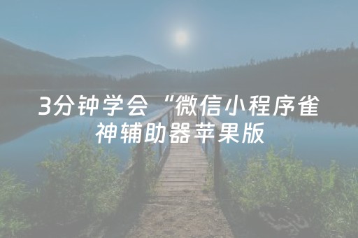 3分钟学会“微信小程序雀神辅助器苹果版（专用辅牌神器免安装）