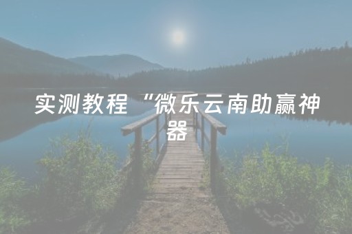 实测教程“微乐云南助赢神器（助赢神器通用版）