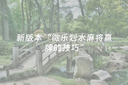 新版本“微乐划水麻将赢牌的技巧”（详细透视教程）-哔哩哔哩