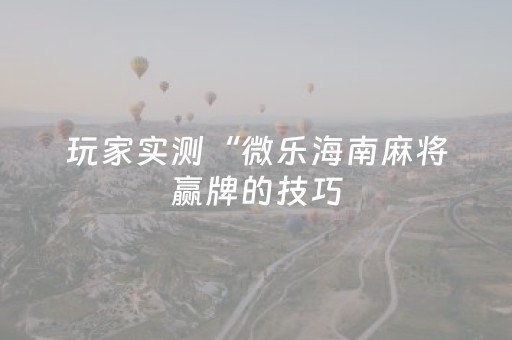 玩家实测“微乐海南麻将赢牌的技巧（专用辅牌神器免安装）