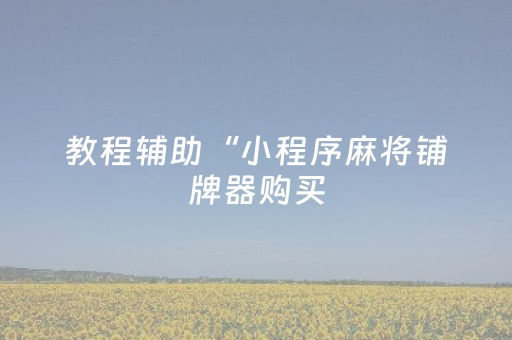 教程辅助“小程序麻将铺牌器购买（助赢神器通用版）