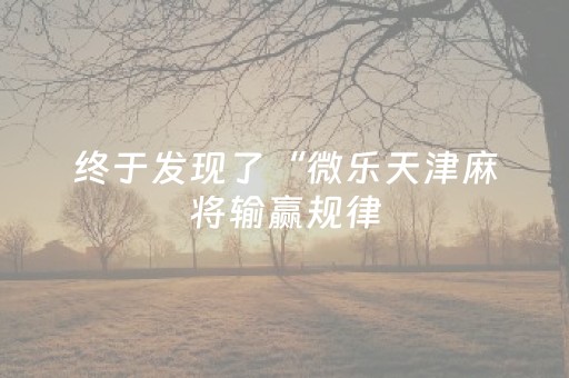 终于发现了“微乐天津麻将输赢规律（助赢神器通用版）