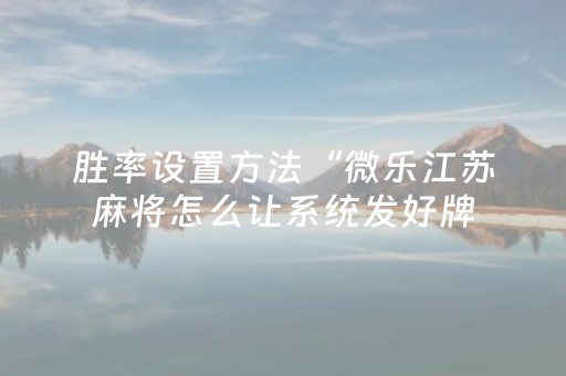 胜率设置方法“微乐江苏麻将怎么让系统发好牌（专用辅牌神器免安装）