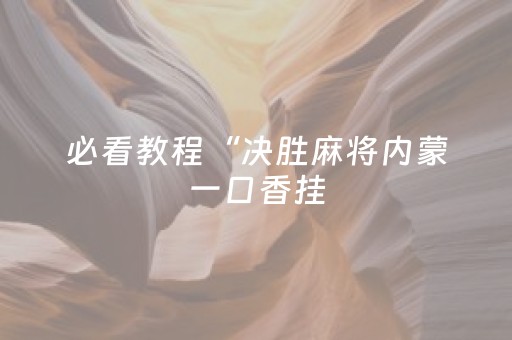 必看教程“决胜麻将内蒙一口香挂（专用辅牌神器免安装）