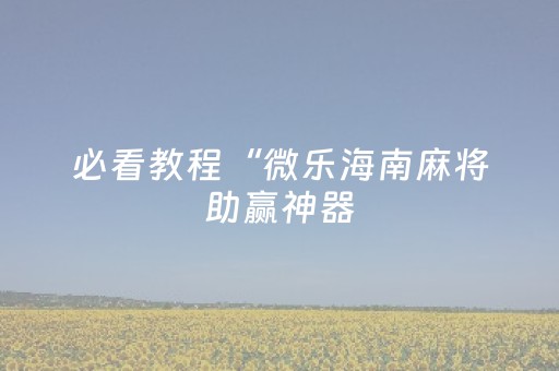 必看教程“微乐海南麻将助赢神器（助赢神器通用版）
