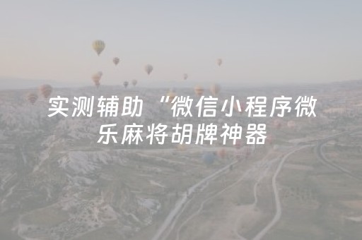 实测辅助“微信小程序微乐麻将胡牌神器（助赢神器通用版）