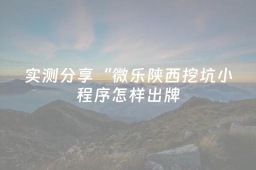 实测分享“微乐陕西挖坑小程序怎样出牌（助赢神器通用版）