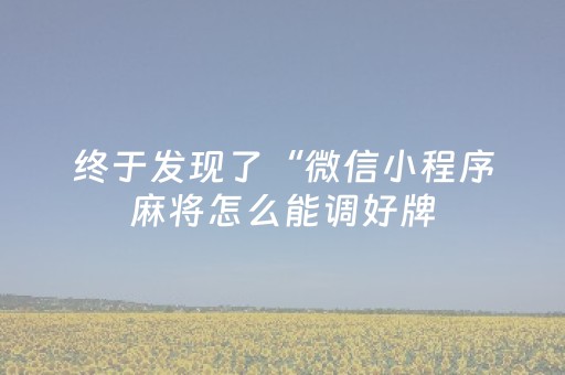 终于发现了“微信小程序麻将怎么能调好牌（专用辅牌神器免安装）