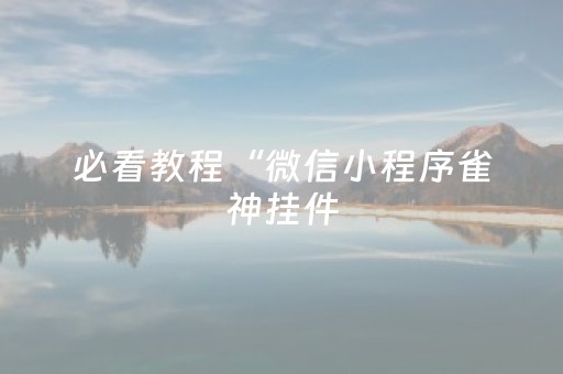 必看教程“微信小程序雀神挂件（助赢神器通用版）