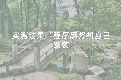 实测结果“程序麻将机自己安装（专用辅牌神器免安装）