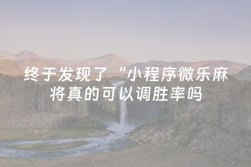 终于发现了“小程序微乐麻将真的可以调胜率吗（专用辅牌神器免安装）