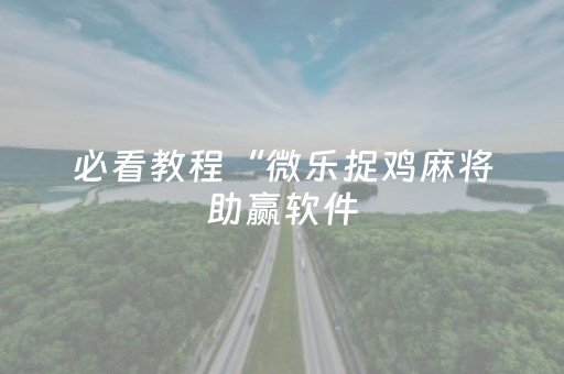必看教程“微乐捉鸡麻将助赢软件（助赢神器通用版）