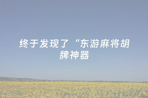 终于发现了“东游麻将胡牌神器（助赢神器通用版）