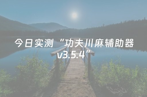 今日实测“功夫川麻辅助器v3.5.4”（详细辅助教程）-哔哩哔哩