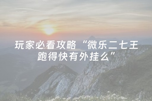 玩家必看攻略“微乐二七王跑得快有外挂么”（详细透视教程）-哔哩哔哩