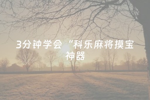 3分钟学会“科乐麻将摸宝神器（助赢神器通用版）