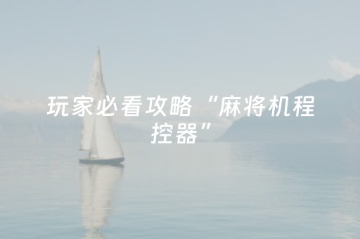 玩家必看攻略“麻将机程控器”（详细透视教程）-哔哩哔哩