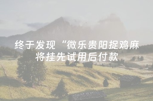 终于发现“微乐贵阳捉鸡麻将挂先试用后付款（助赢神器通用版）