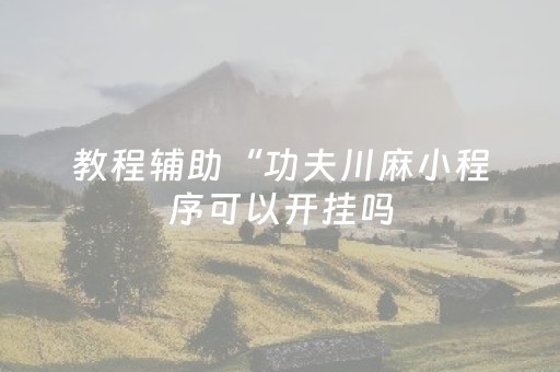 教程辅助“功夫川麻小程序可以开挂吗（助赢神器通用版）