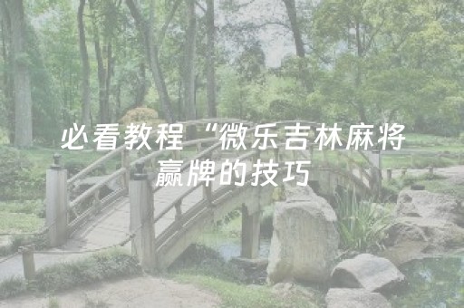 必看教程“微乐吉林麻将赢牌的技巧（专用辅牌神器免安装）