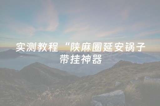 实测教程“陕麻圈延安锅子带挂神器（助赢神器通用版）