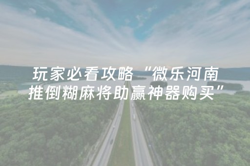 玩家必看攻略“微乐河南推倒糊麻将助赢神器购买”（详细透视教程）-哔哩哔哩