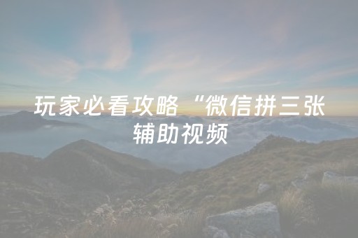 玩家必看攻略“微信拼三张辅助视频（助赢神器通用版）