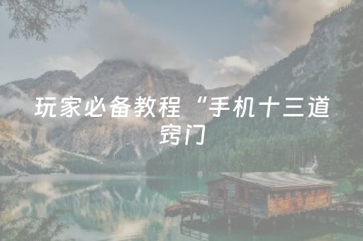 玩家必备教程“手机十三道窍门（助赢神器通用版）