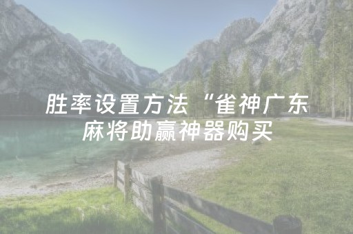 胜率设置方法“雀神广东麻将助赢神器购买（助赢神器通用版）