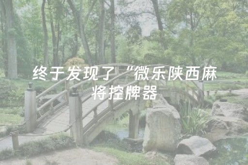 终于发现了“微乐陕西麻将控牌器（助赢神器通用版）