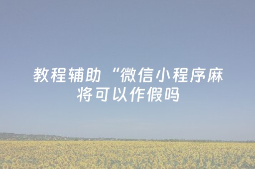 教程辅助“微信小程序麻将可以作假吗（专用辅牌神器免安装）