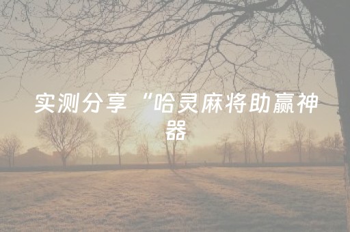 实测分享“哈灵麻将助赢神器（专用辅牌神器免安装）