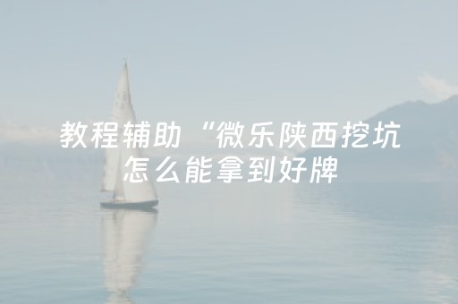 教程辅助“微乐陕西挖坑怎么能拿到好牌（助赢神器通用版）