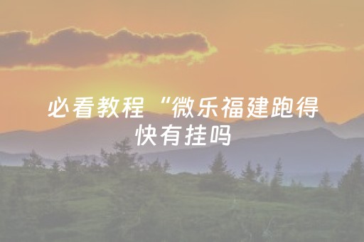 必看教程“微乐福建跑得快有挂吗（专用辅牌神器免安装）