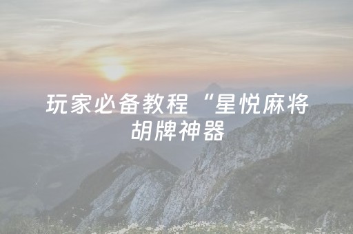玩家必备教程“星悦麻将胡牌神器（专用辅牌神器免安装）