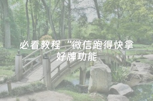 必看教程“微信跑得快拿好牌功能（专用辅牌神器免安装）