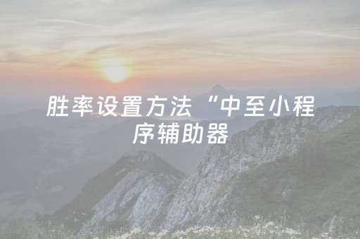 胜率设置方法“中至小程序辅助器（助赢神器通用版）