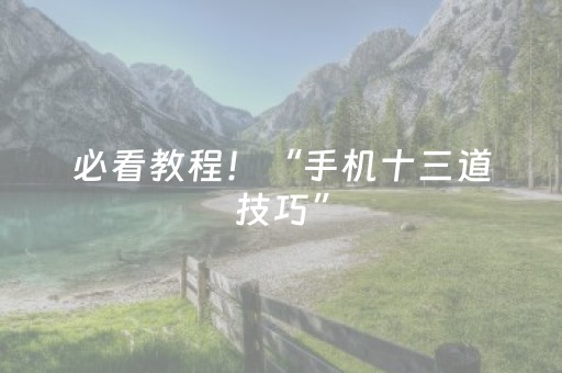 必看教程！“手机十三道技巧”（详细透视教程）-哔哩哔哩