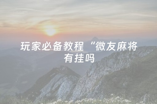 玩家必备教程“微友麻将有挂吗（助赢神器通用版）