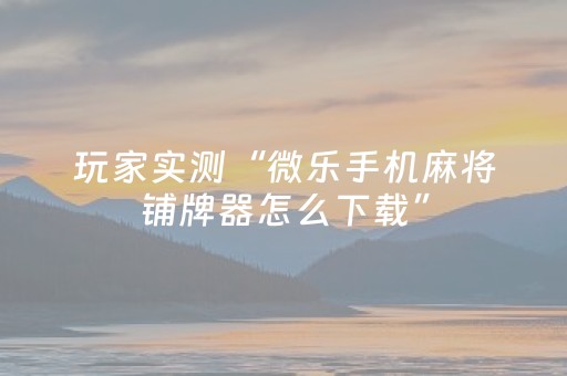 玩家实测“微乐手机麻将铺牌器怎么下载”（详细透视教程）-哔哩哔哩