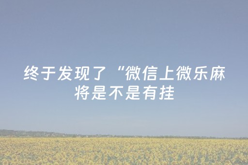 终于发现了“微信上微乐麻将是不是有挂（助赢神器通用版）