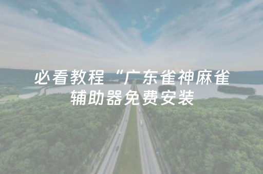 必看教程“广东雀神麻雀辅助器免费安装（专用辅牌神器免安装）