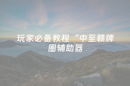 玩家必备教程“中至赣牌圈辅助器（助赢神器通用版）