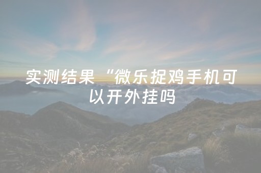 实测结果“微乐捉鸡手机可以开外挂吗（助赢神器通用版）