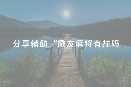 分享辅助“微友麻将有挂吗（专用辅牌神器免安装）
